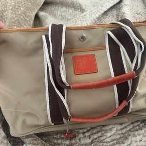 Coach Beige and Brown Tote with Red Accents